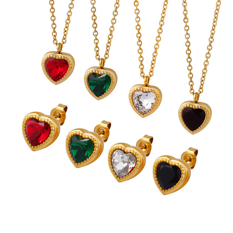 Collier pendentif d'amour incrusté de Zircon multicolore, Design de Niche d'été français