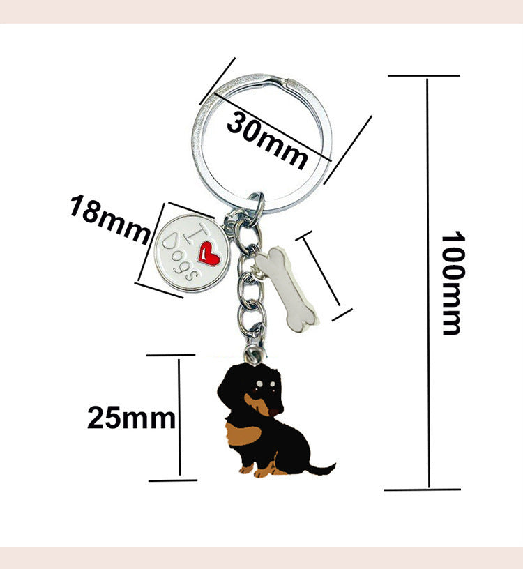 Porte-clés en métal ciré pour chien de compagnie de style américain