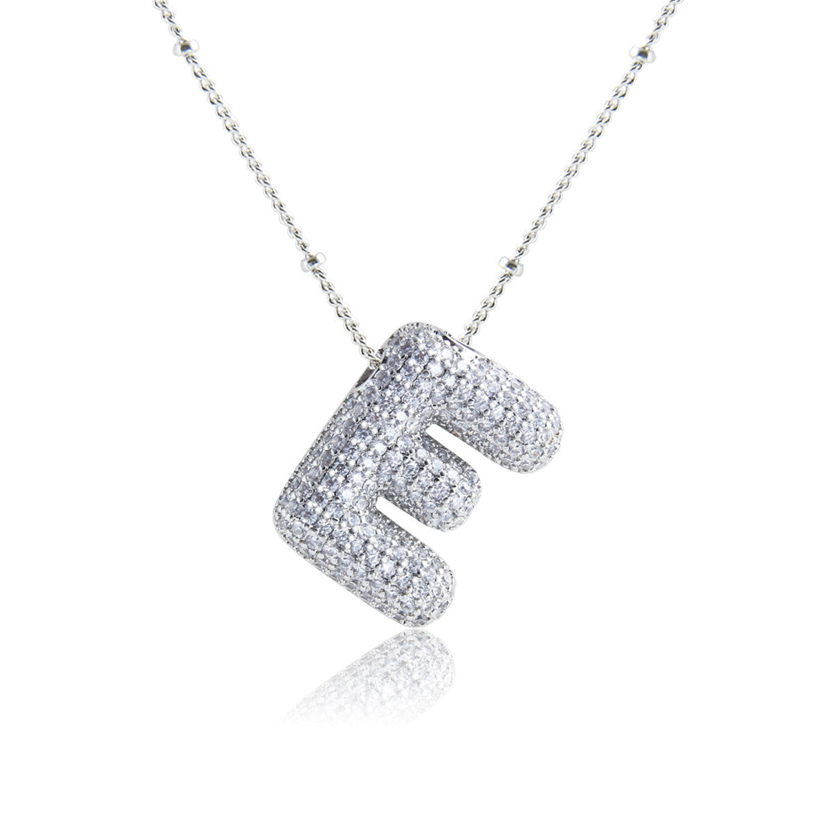 European And American Letter Necklace Inlaid With Zircon Hollow Copper White Gold Plated