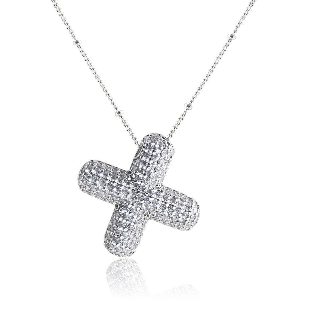 European And American Letter Necklace Inlaid With Zircon Hollow Copper White Gold Plated