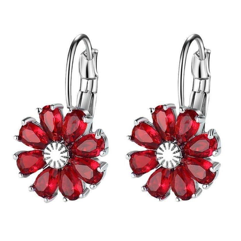 Flower Color Zircon Stud Earrings For Women