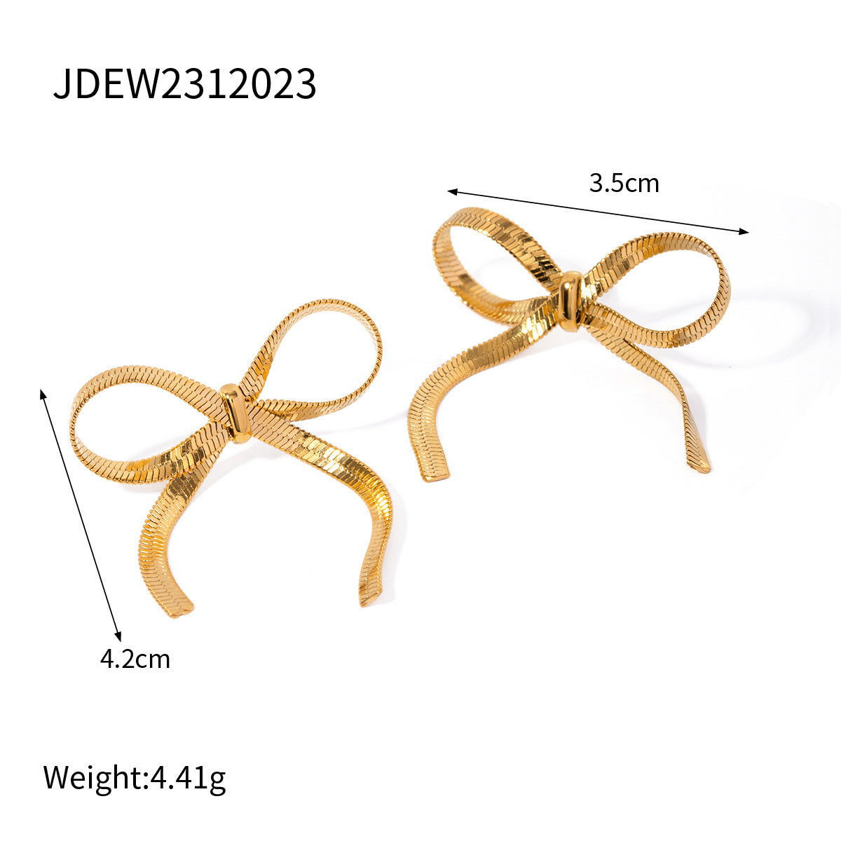 European And American Ins Style Graceful Personality 18K Gold Stainless Steel Chain Like Flat Snake Bow Earrings