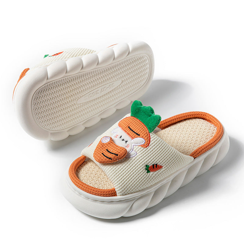 Zapatillas de PVC femeninas de lino con punta gruesa