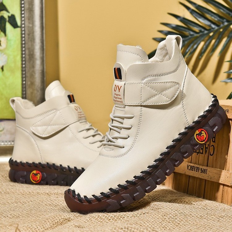 Femmes bottes de neige hiver chaud à lacets en peluche bottines avec fil à coudre conception nouvelle plate-forme antidérapante imperméable chaussures confortables