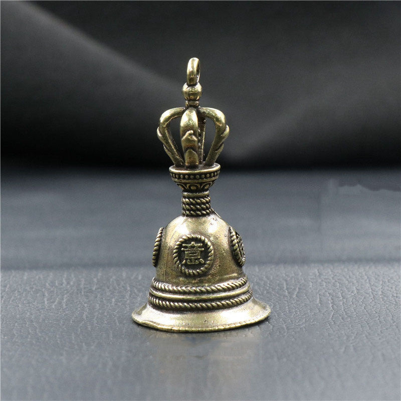 Brass Vintage Scripture Auspicious Bell Car Pendant Keychain