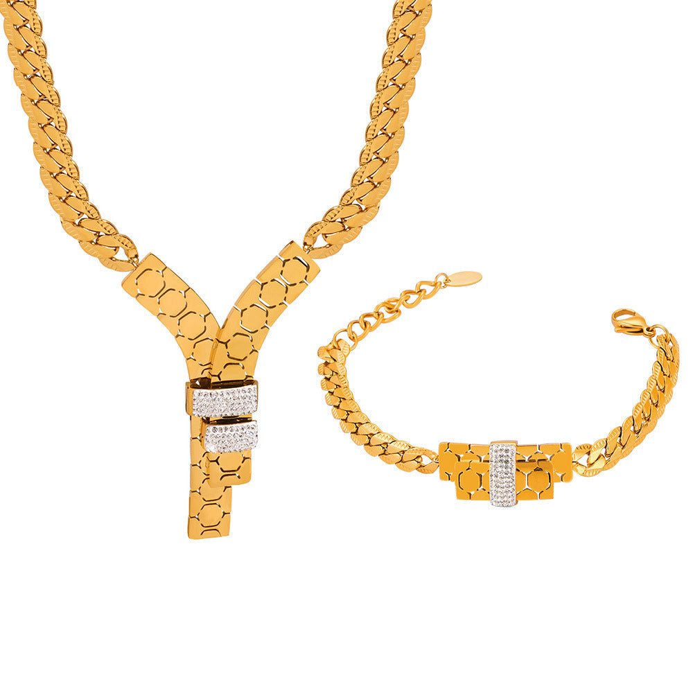 Fashion Trend Y Letter Zircon-inlaid Pendant Necklace For Women