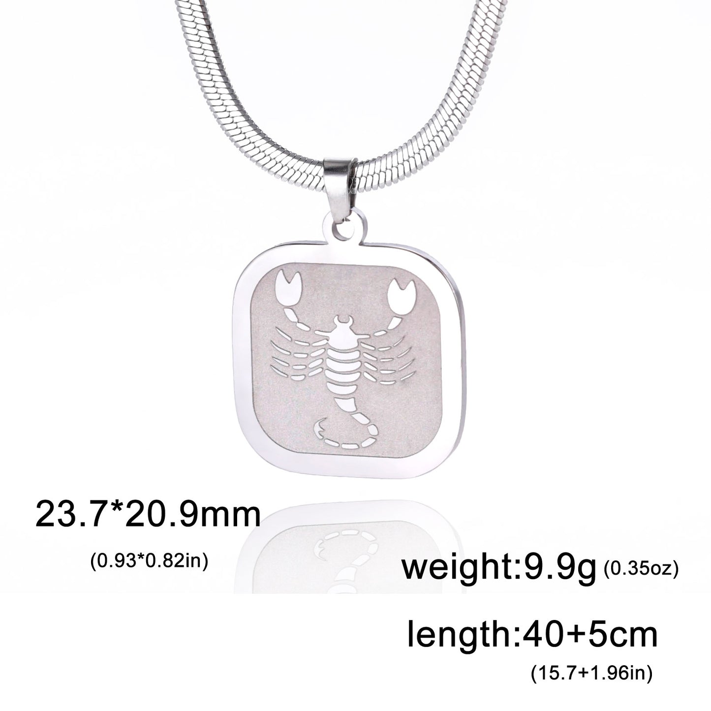 All-match Twelve Constellation Small Square Brand Stainless Steel Necklace