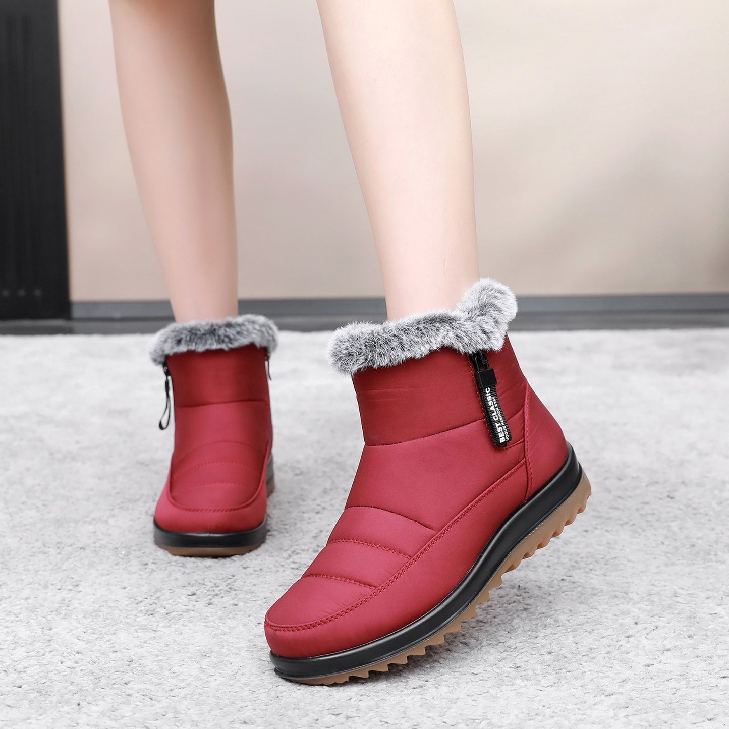 Bottes thermiques en coton épais, antidérapantes, imperméables, doublées de polaire, fond complet des tendons