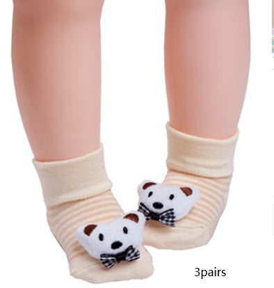 Chaussettes tridimensionnelles pour bébé, poupée animale mignonne