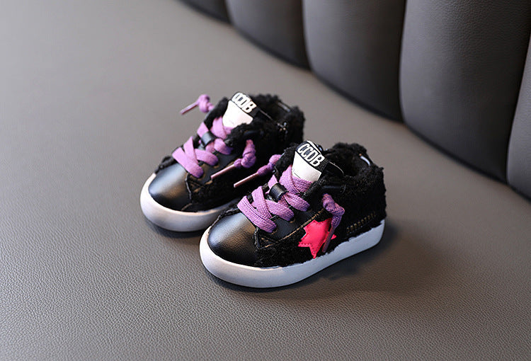 Deux baskets en coton et chaussures rembourrées en velours pour filles, chaussures blanches en coton