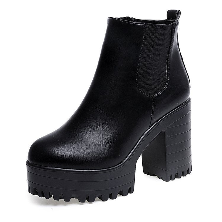 Bottes pour femmes en peluche à plateforme imperméable avec bout rond Martin