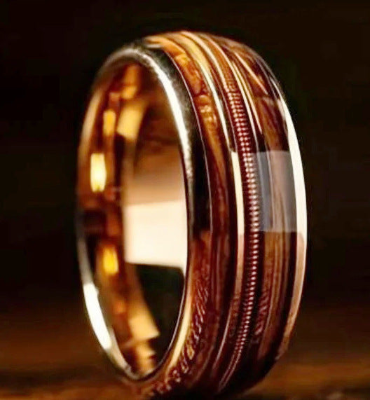 Fashion New Double Wood Grain Ring