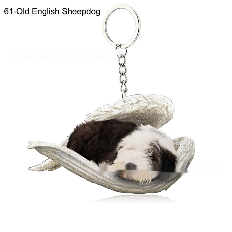 New Unique Dogs And Cats Sleeping Angel Pendant Car Key Ring
