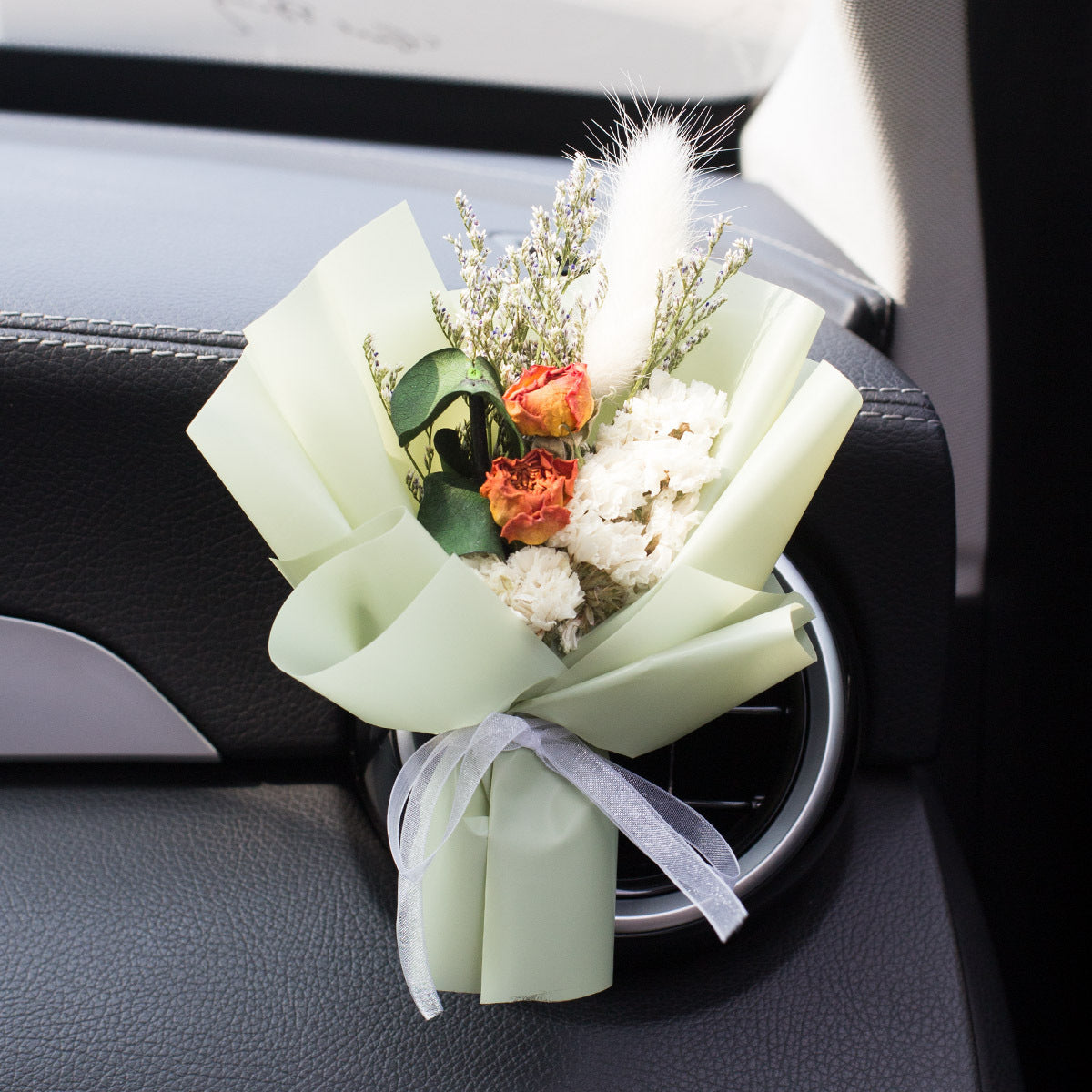 Parfum de ventilation d'aromathérapie pour voiture, Bouquet séché éternel créatif fait à la main, ornement de roses