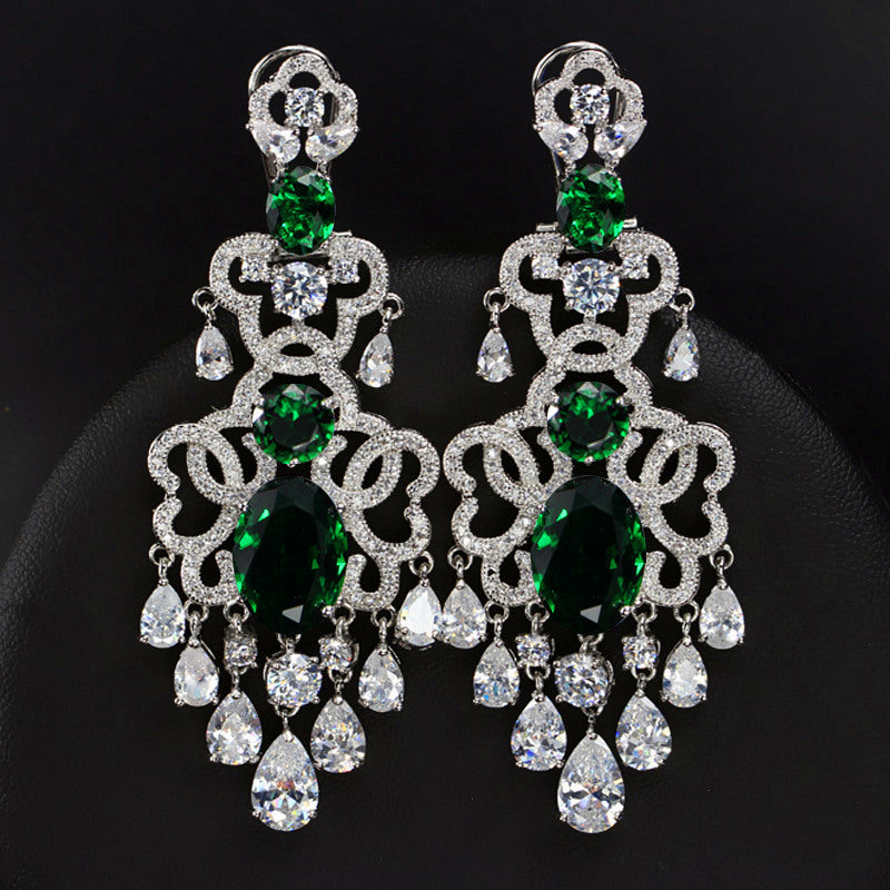 Boucles d'oreilles exagérées en Zircon incrusté de Micro pour femmes