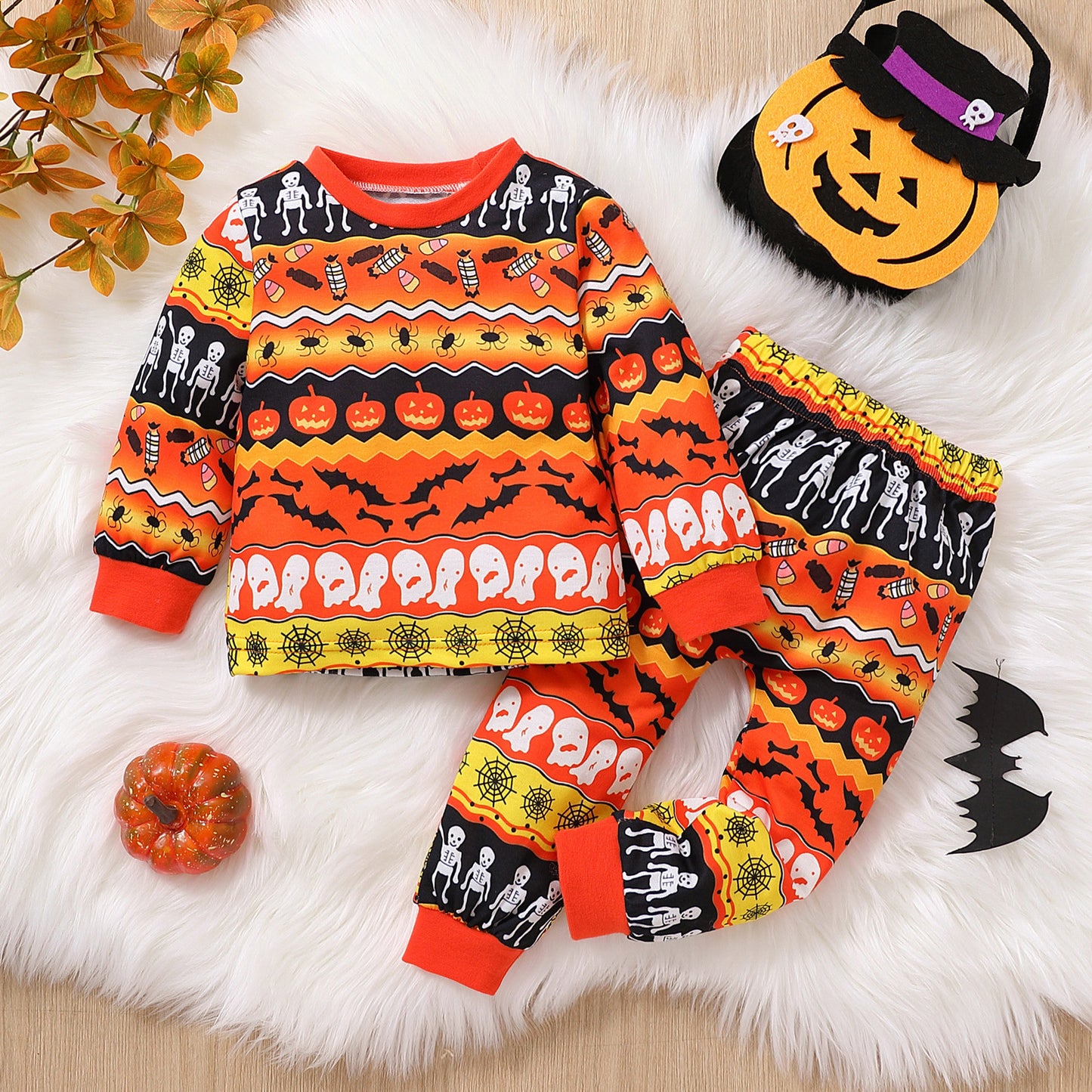 Conjunto de Halloween para niños con estampado lindo y creativo