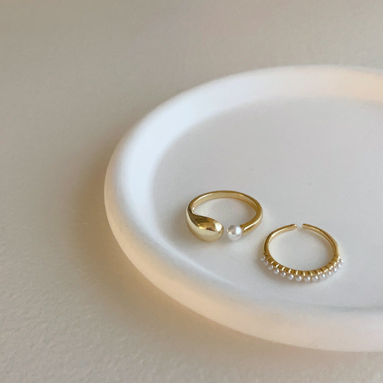 Women's Special-interest Design French Vintage Pearl Metal Ring
