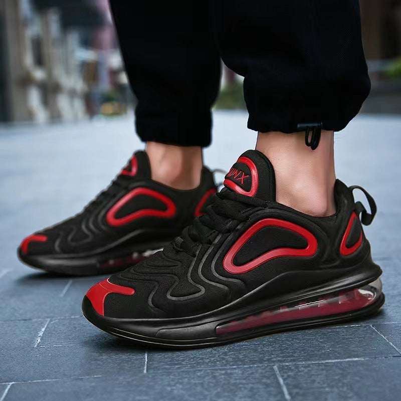 Zapatos informales con cojín de aire para hombre, zapatillas deportivas transpirables con cordones, color negro, para exteriores