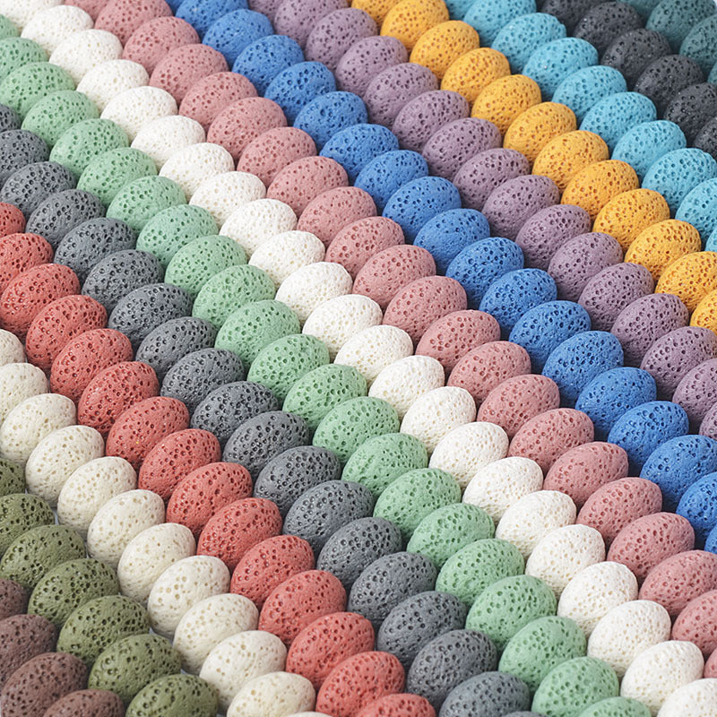 Perles rondes en roche volcanique, accessoires d'ornement DIY