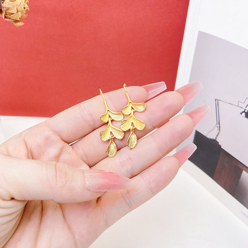 Women's Copper Apricot Leaf Eardrops