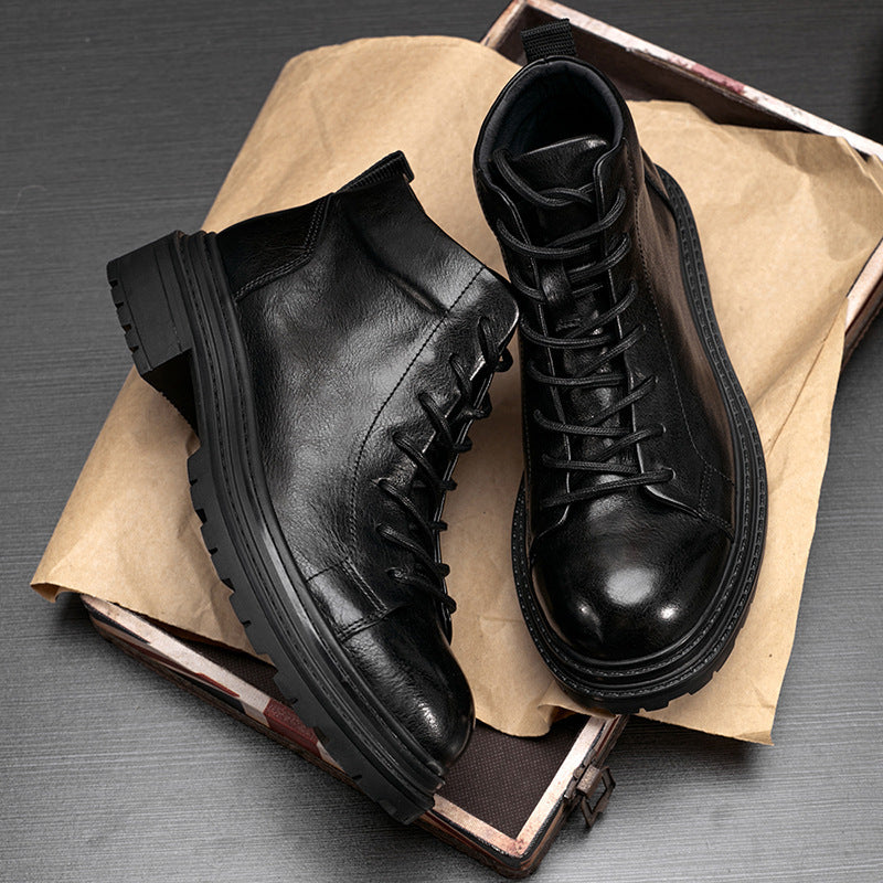 Bottes de travail en cuir véritable pour hommes, bottes d'automne et d'hiver à fond épais
