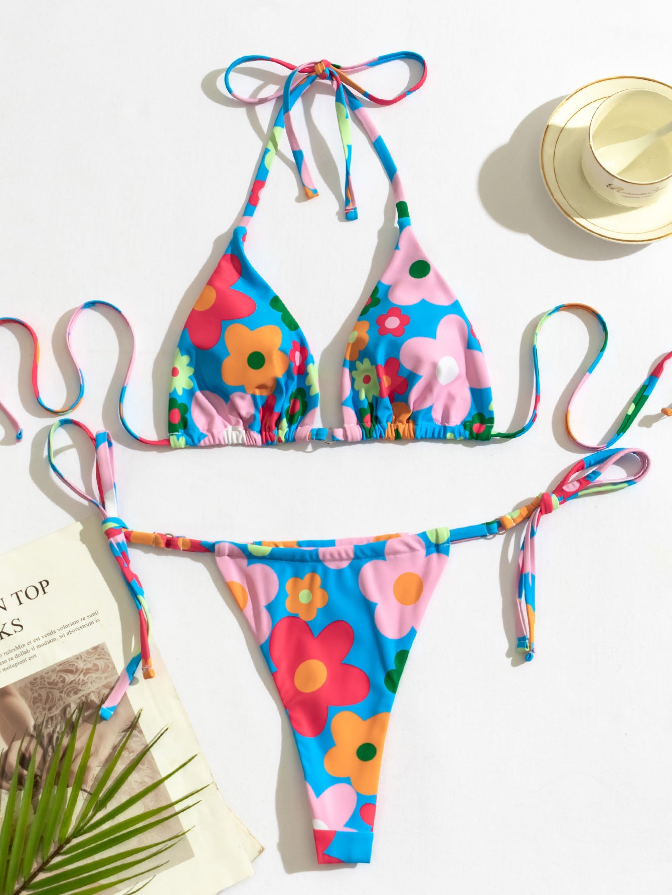 Bikini dividido con estampado de personalidad de moda para mujer