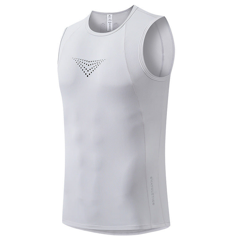 Spring And Summer Men's Quick-drying Outdoor Fitness Sports Vest Breathable High Elastic Solid Color Sleeveless T-shir