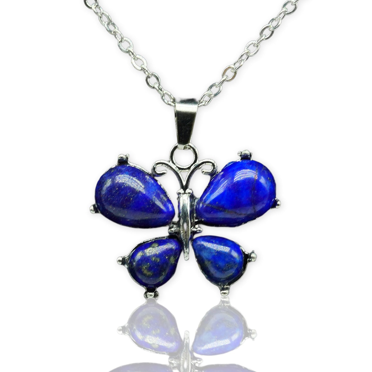 Collier pendentif en alliage de petit papillon en cristal de pierre naturelle