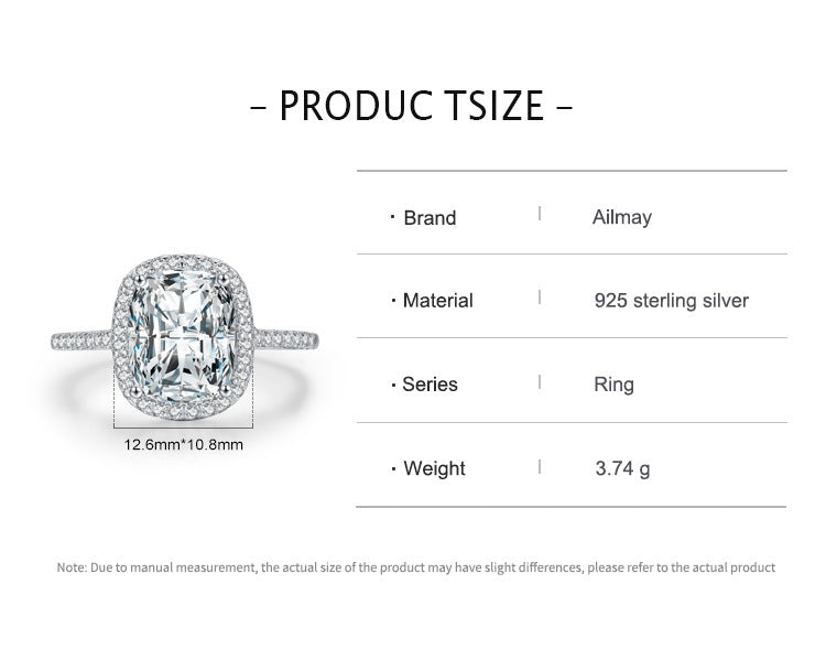 Women's S925 Sterling Silver Princess Ring