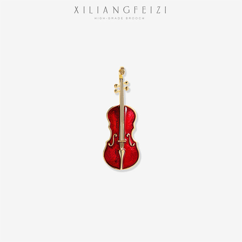 Broche de violín de estilo frío de lujo ligero