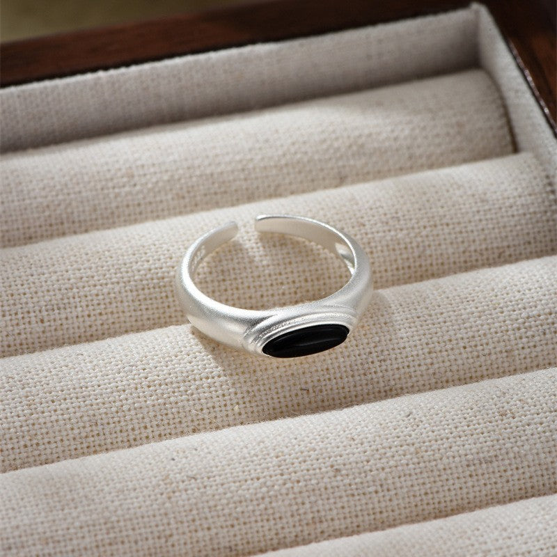 Anillo de piedra Natural ámbar estilo Vintage Maillard para mujer temperamento salvaje