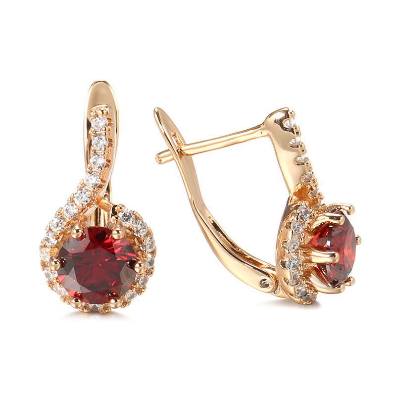 Boucles d'oreilles élégantes en Zircon, mode exquise, Pigeon à Six griffes, rouge sang, Zircon