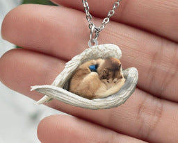 New Unique Dogs And Cats Sleeping Angel Pendant Car Key Ring