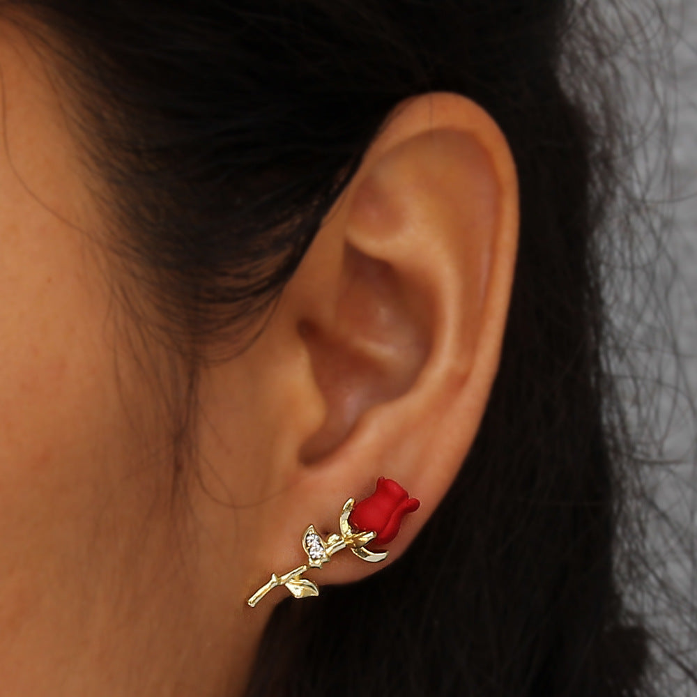 Boucles d'oreilles roses tridimensionnelles à la mode, boucles d'oreilles à fleurs personnalisées