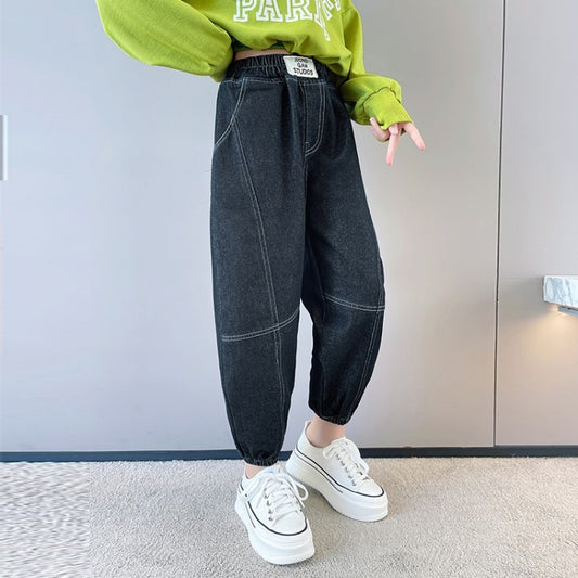 Pantalones Harem para niñas Moda Pantalones vaqueros casuales para niños grandes Ropa extranjera