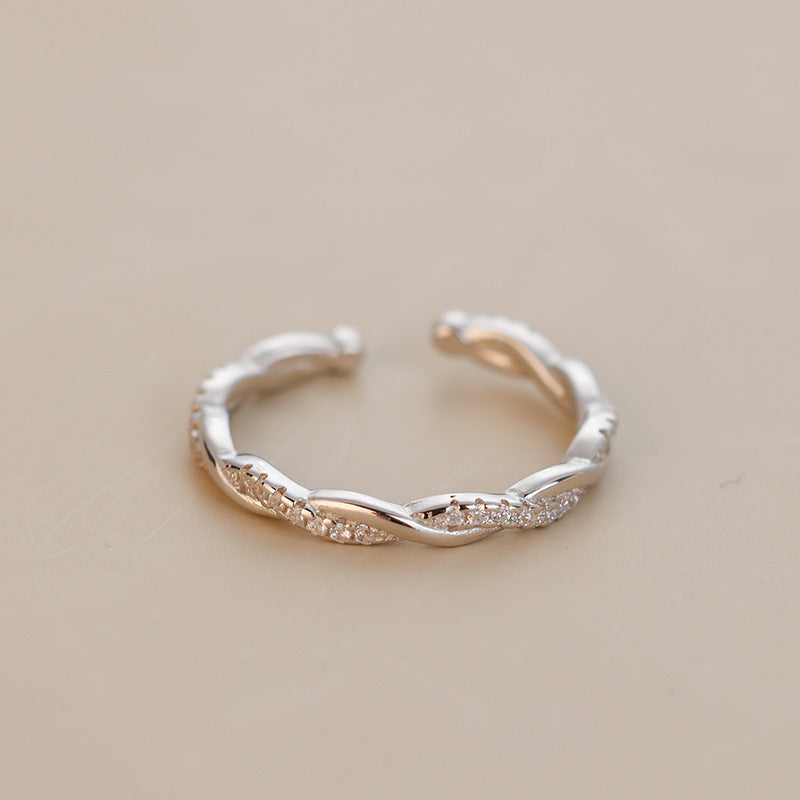 Bague torsadée mode 925 argent haute qualité lumière luxe