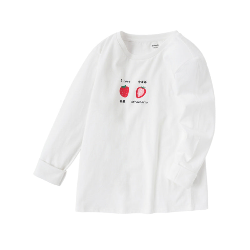 Ropa para niños Camisetas para niñas Camisa de fondo de algodón dulce para niñas grandes y de manga larga