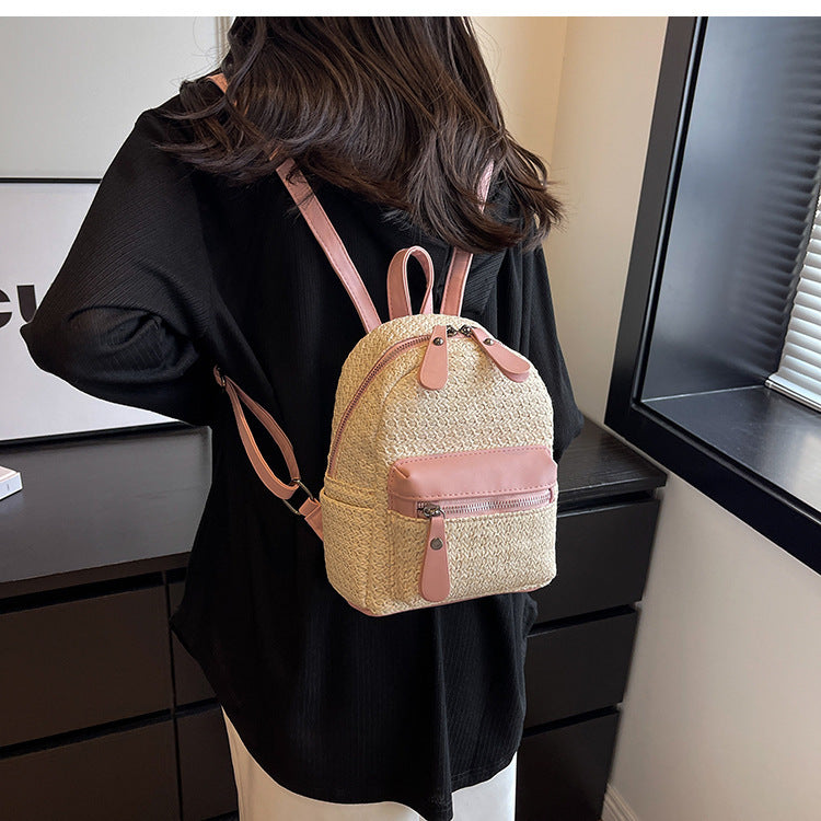 Women's Special-interest Design Straw Backpack Popular This Year
