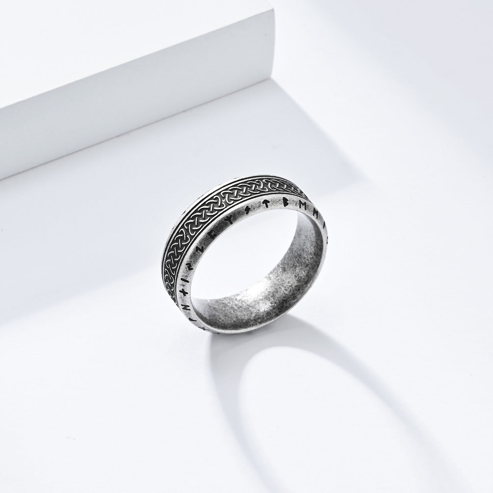 Bague en acier titane texte Viking