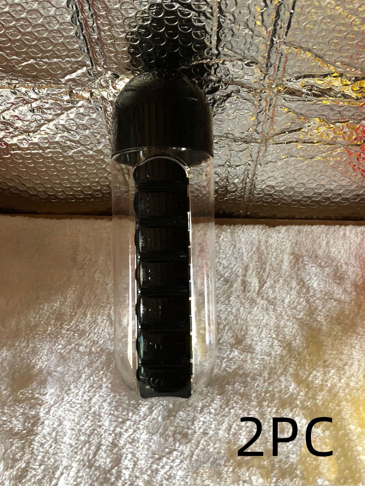 Bouteille d'eau avec pilulier, bouteille de boisson en plastique avec boîte à pilules médicinales, voyage 7 jours, organisateur de médicaments, conteneur de boisson