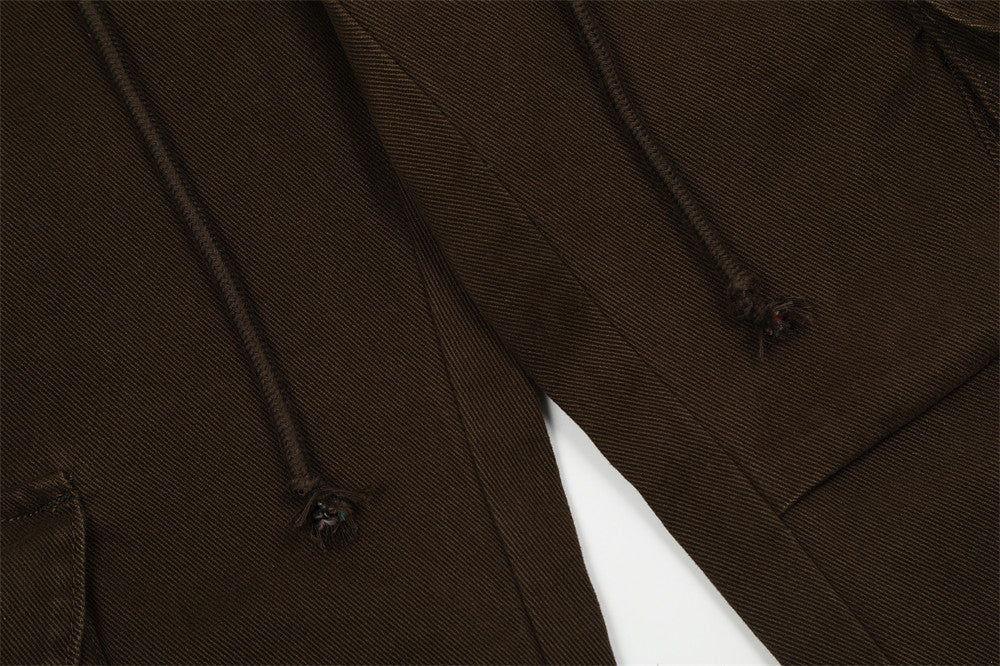 Men's Functional Three-dimensional Large Pocket Straight-leg Denim Trousers