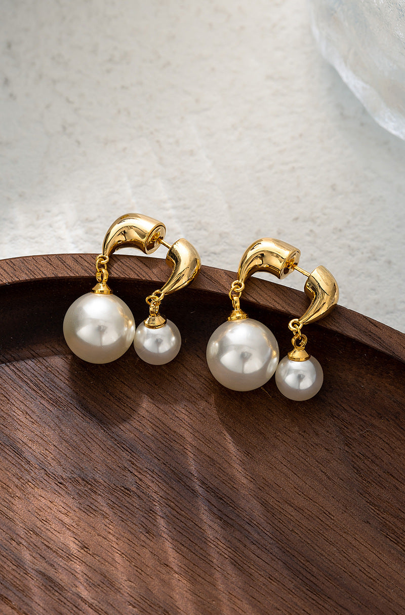 Boucles d'oreilles en perles pour femmes, rétro, faciles à assortir, simples et légères, de luxe