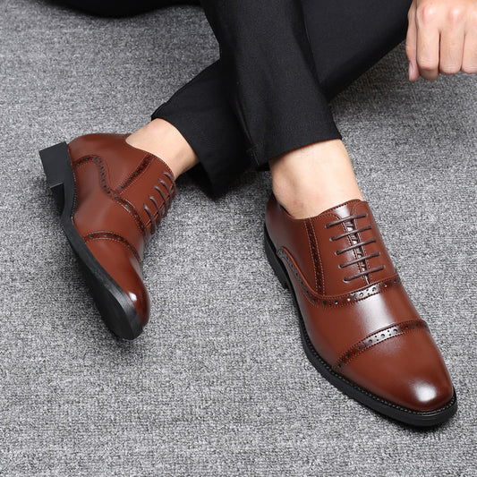 Zapatos de cuero de negocios informales británicos de estilo coreano para hombres