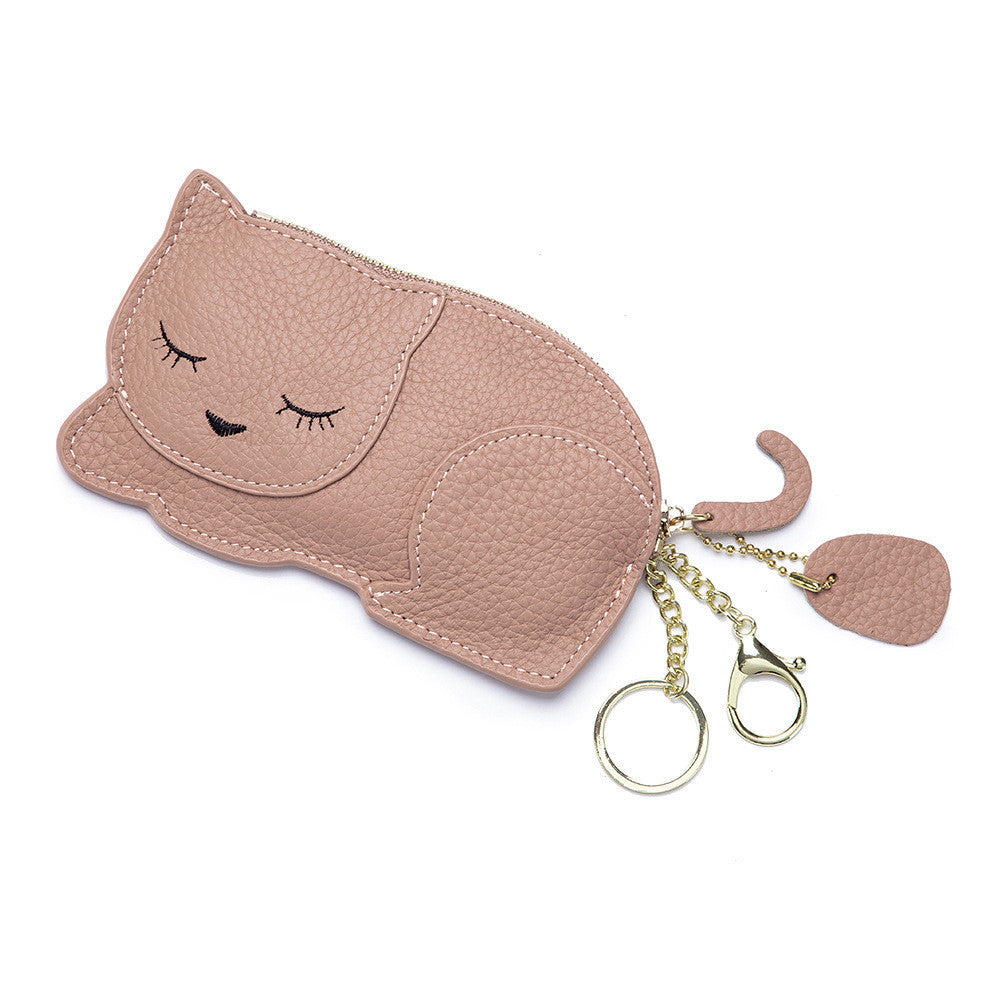 Porte-monnaie Ultra-mince en cuir véritable pour chat, sac à clés pour célébrités d'internet