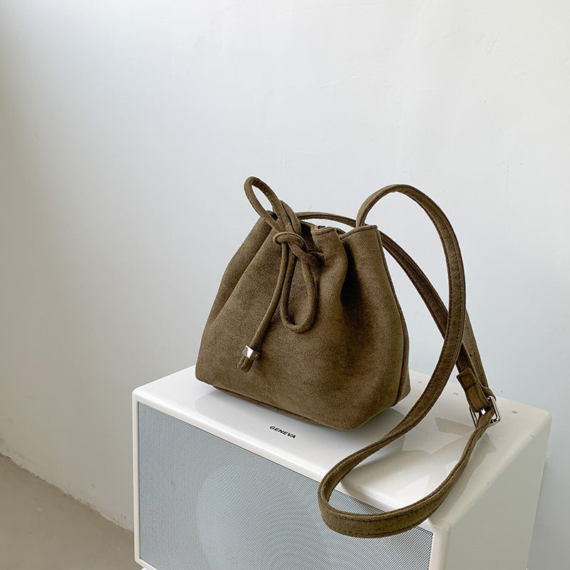 Women's Drawstring Bag Drawstring Mini Bucket Bag Special-interest Design Shoulder Bag