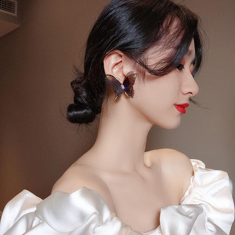 Clous papillon en maille creuse avec aiguille en argent sterling, super fée romantique française