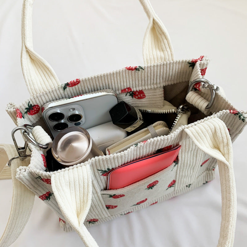 Nouveau frais doux velours côtelé imprimé mode Style à la mode femmes sacs sac à bandoulière