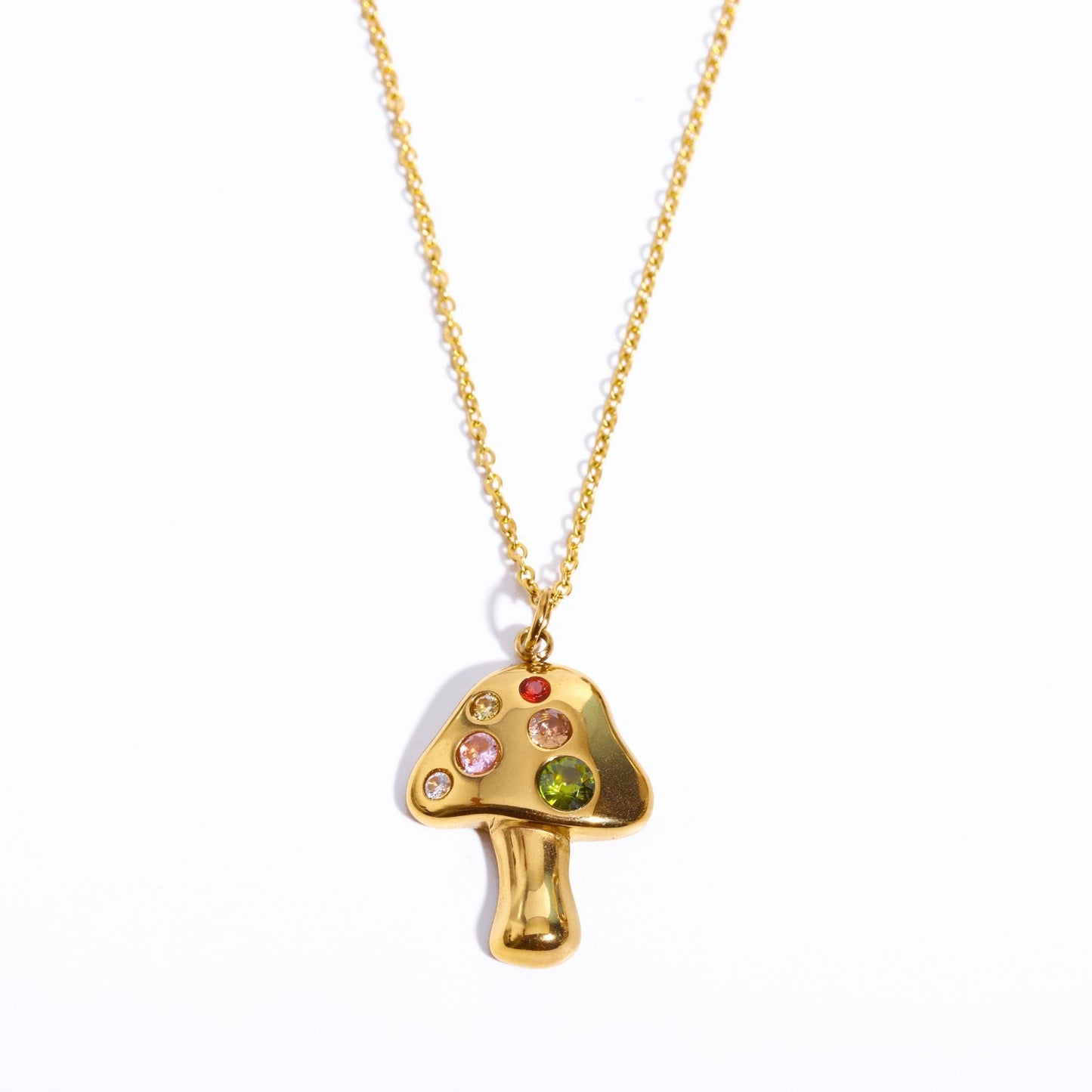 Collier pendentif champignon de dessin animé mignon, tout assorti