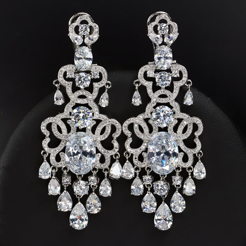 Boucles d'oreilles exagérées en Zircon incrusté de Micro pour femmes