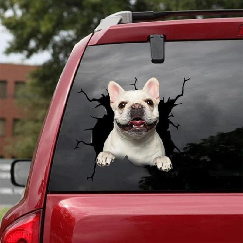 Pared de animales, todo tipo de cachorros, pegatinas electrostáticas creativas con agujero roto para ventana de coche